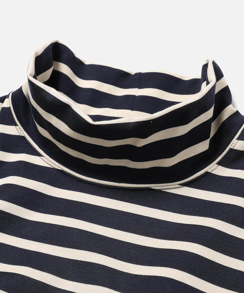 MR.OLIVE / GIZA COTTON BORDER / BOTTLE NECK SHIRT